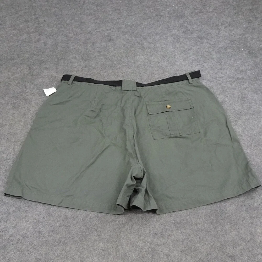 Fashion Bug Shorts Womens 24W Green Belted High Rise Plus Pockets Hot Pants